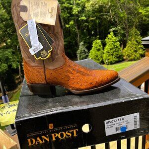 Dan Post Brown Ostrich Leather Western Boots